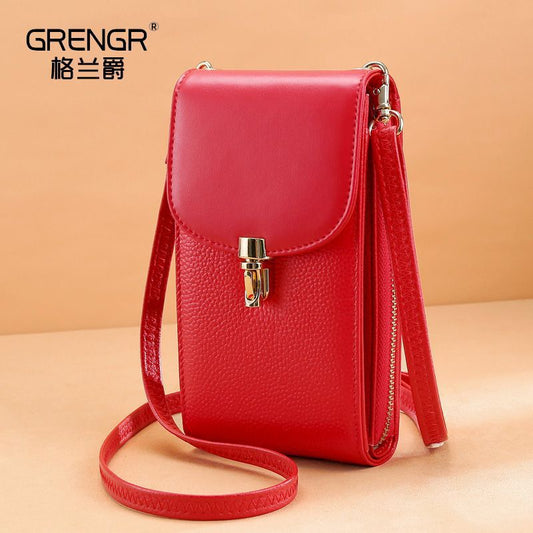 Genuine Leather Mobile Phone Bag Women&#039;s Crossbody Small Bag Trendy Vertical Versatile Mobile Phone Bag New Mini Small Bag